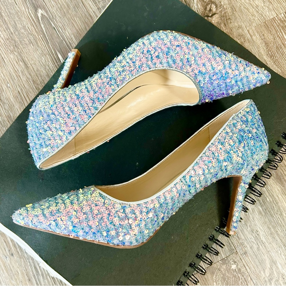 JESSICA SIMPSON 🪩 Nettles Disco Sequined Rainbow Mermaid Pump - Size 8.5 & 7.5